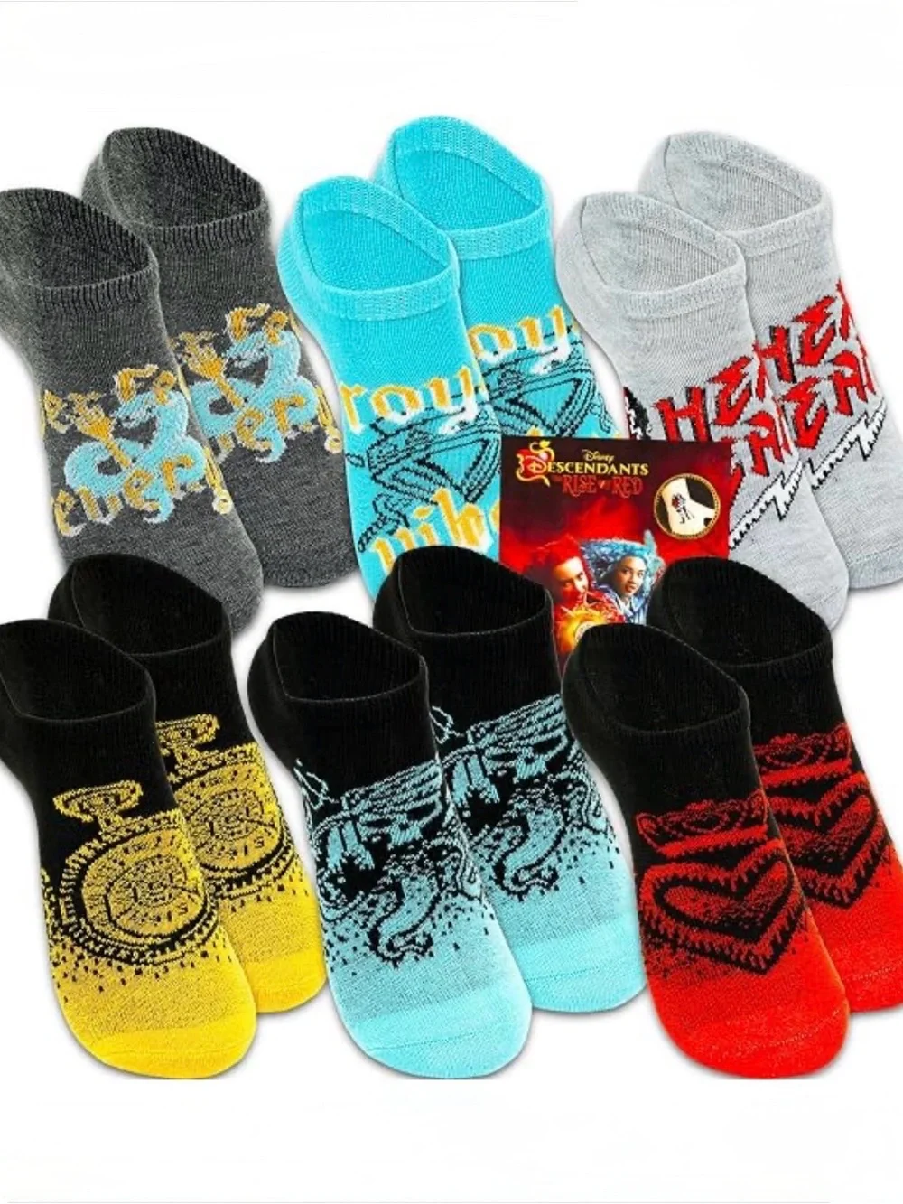 Disney Descendants Rise of Red 6-Pack No Show Socks Girls 10-4 NWT Movie